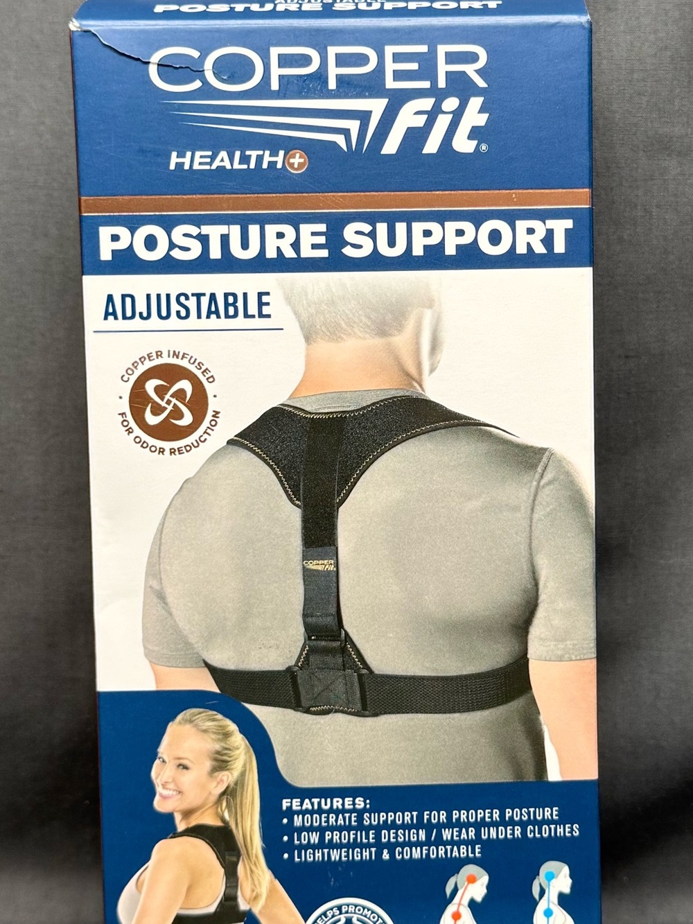Copper Fit Adjustable Black Posture Support